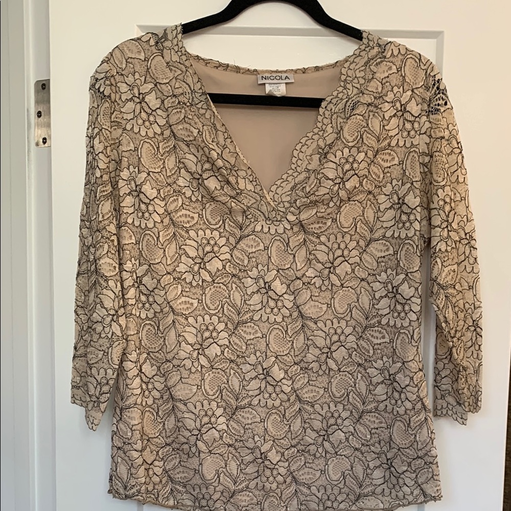 Nicola Women's Tan Lace Top